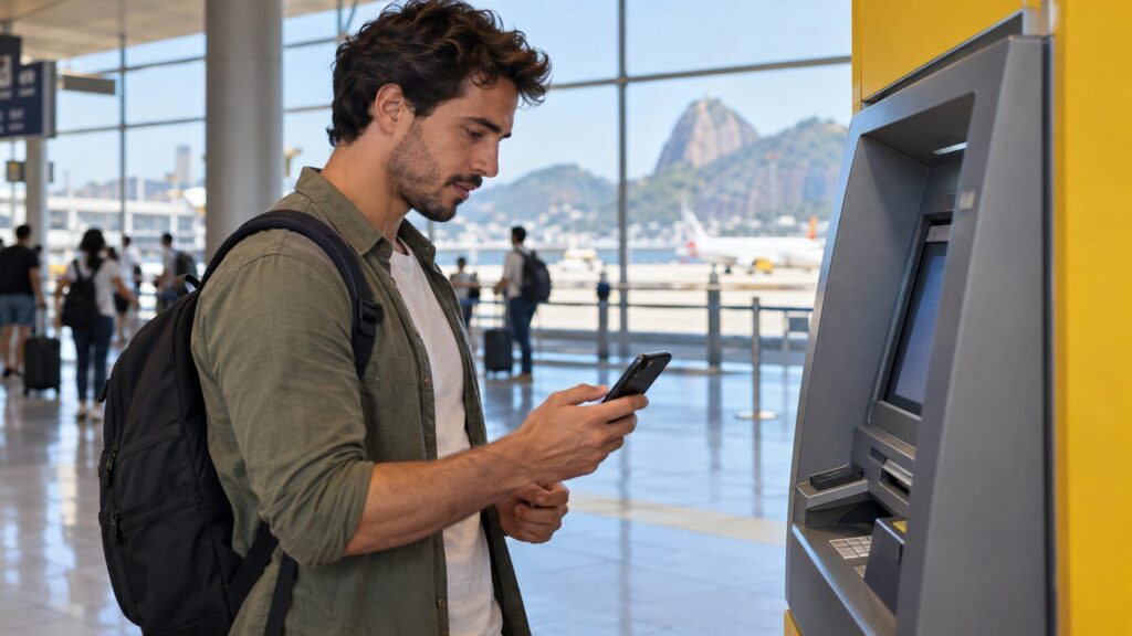 Caixa eletrônico no aeroporto do Rio de Janeiro: onde sacar dinheiro